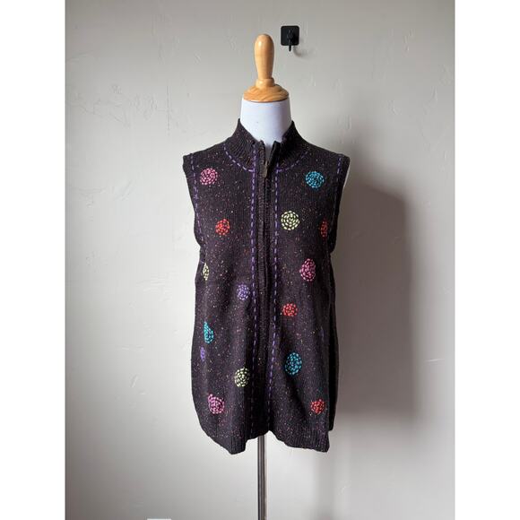 NWT Coldwater Creek Seasonal Swirl Sleeveless Full-Zip Sweater Vest- Size Large - Picture 5 of 6